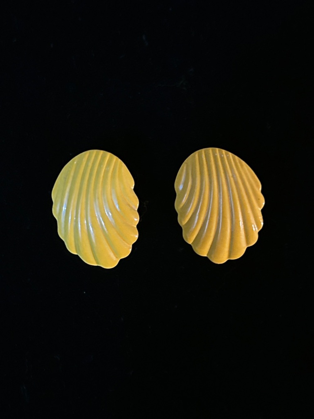 3 For $20 Vintage Yellow Shell-Shaped Clip-On Earrings